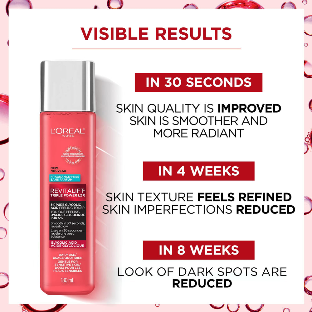 L'Oreal Paris toner on cotton pad showing easy application benefit