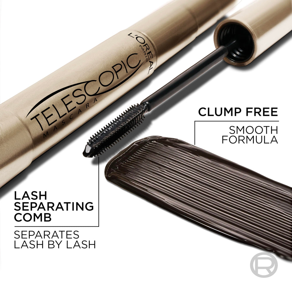 L'Oreal Paris mascara swipe on lashes showing elongated effect and definition