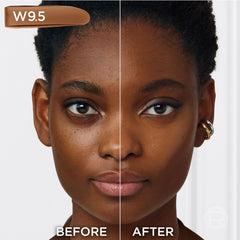 L'Oreal Paris swatches along jawline demonstrating W9.5 deep undertone match benefit