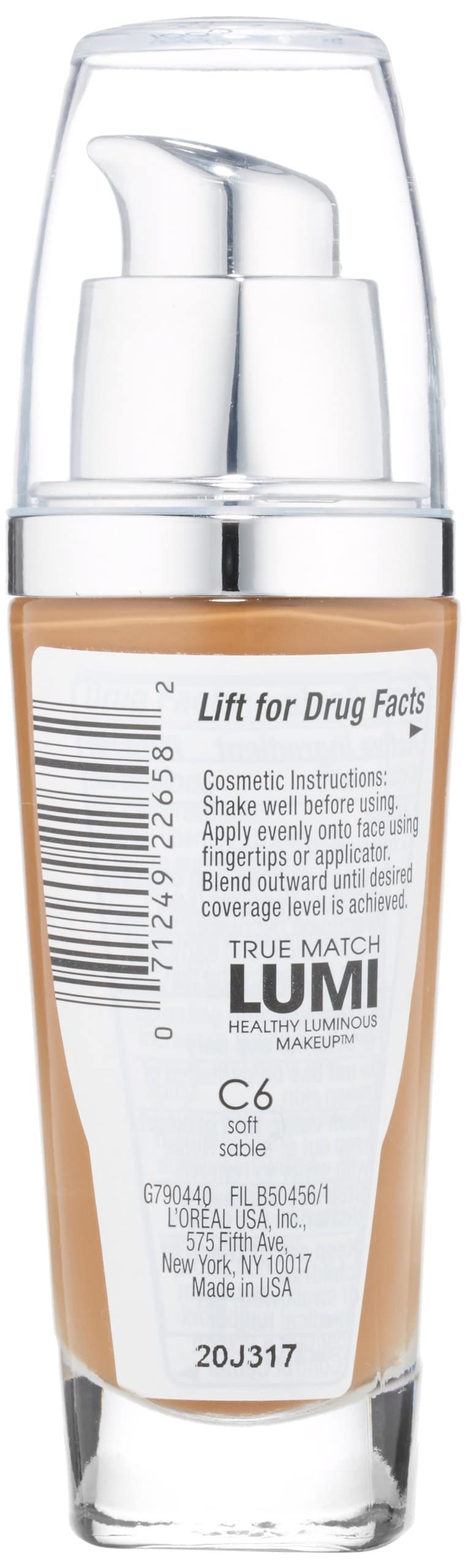 L'Oreal Paris pump dispensing foundation highlighting smooth pump action for controlled use