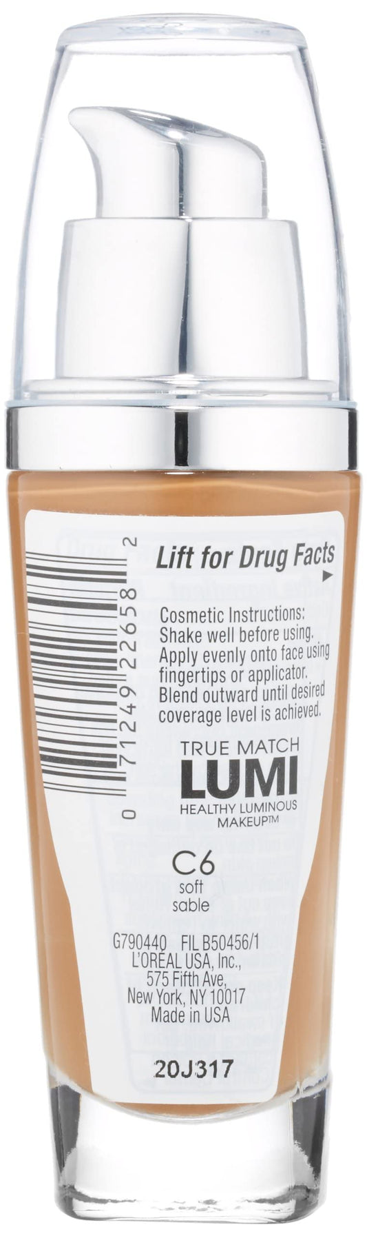 L'Oreal Paris pump dispensing foundation highlighting smooth pump action for controlled use