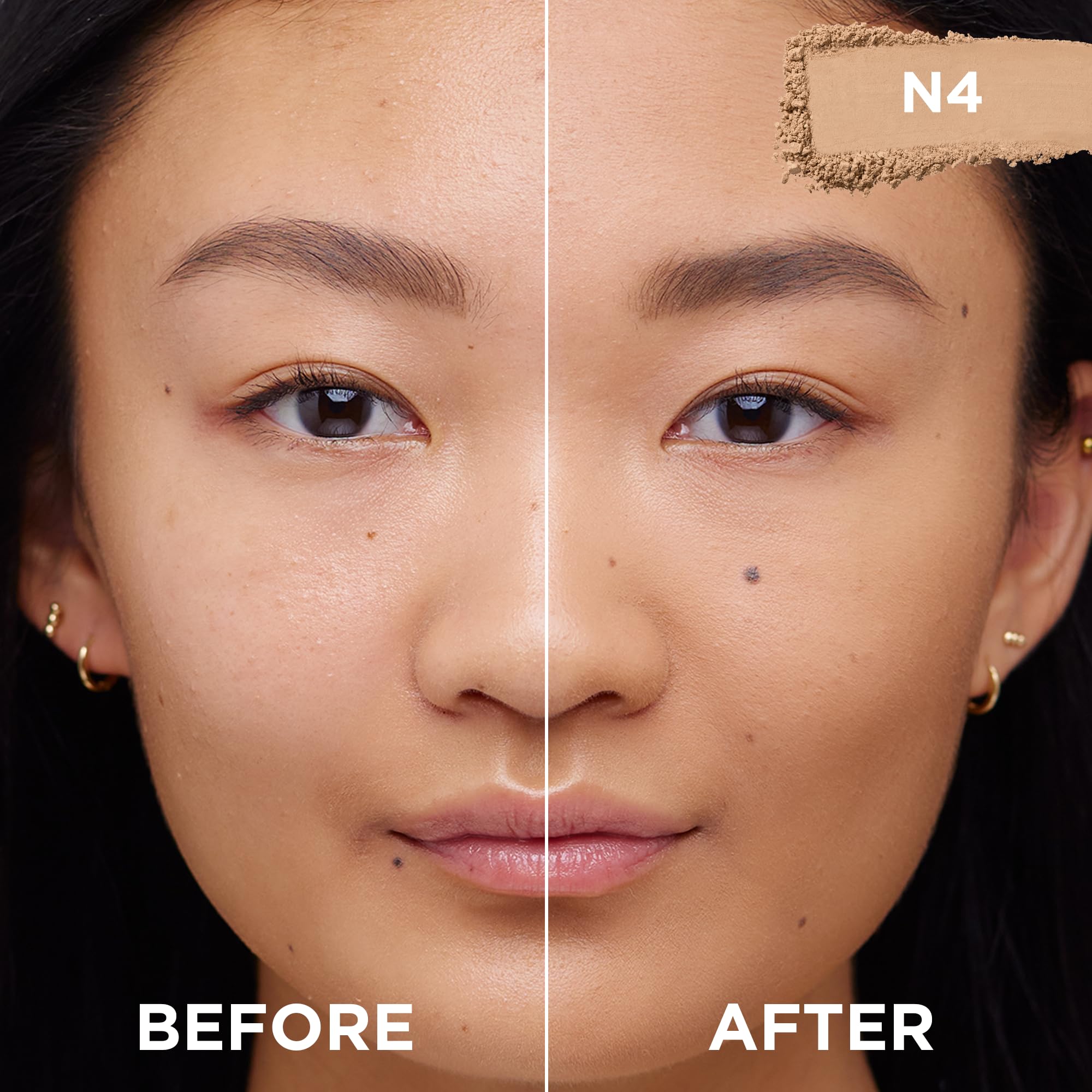 L'Oreal Paris compact open with mirror demonstrating travel-ready application benefit