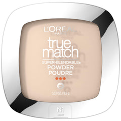 L'Oreal Paris compact front view showing lightweight portable powder and brand logo benefit
