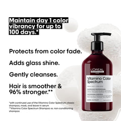 L'Oréal Professionnel shampoo texture on hand showing creamy lather for gentle cleansing