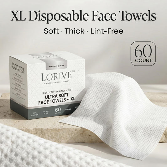 LORIVE single towel laid flat showing extra-large 10x12 size benefit