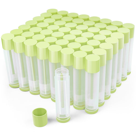 LotFancy tube front view showing clear body and green cap, ideal for neat presentation