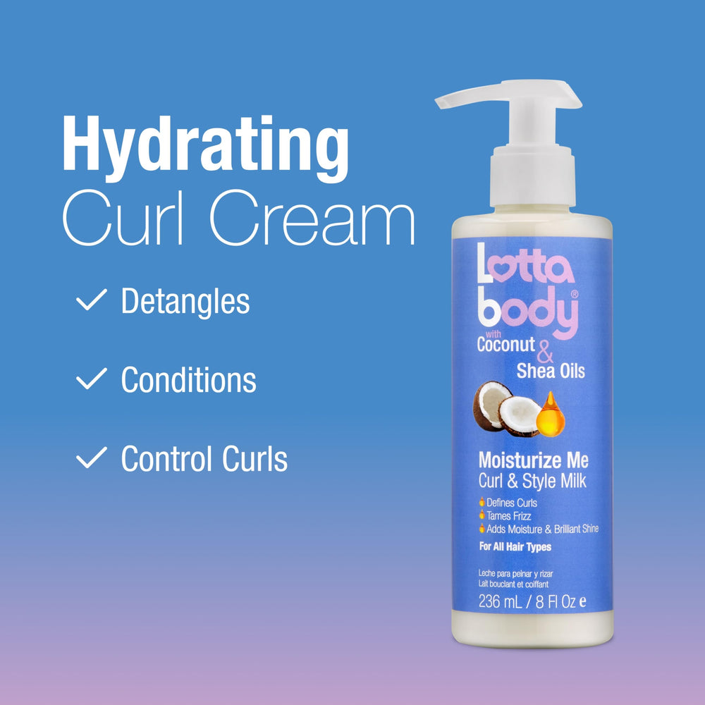 Lottabody being applied to damp curls demonstrating detangling and definition benefits