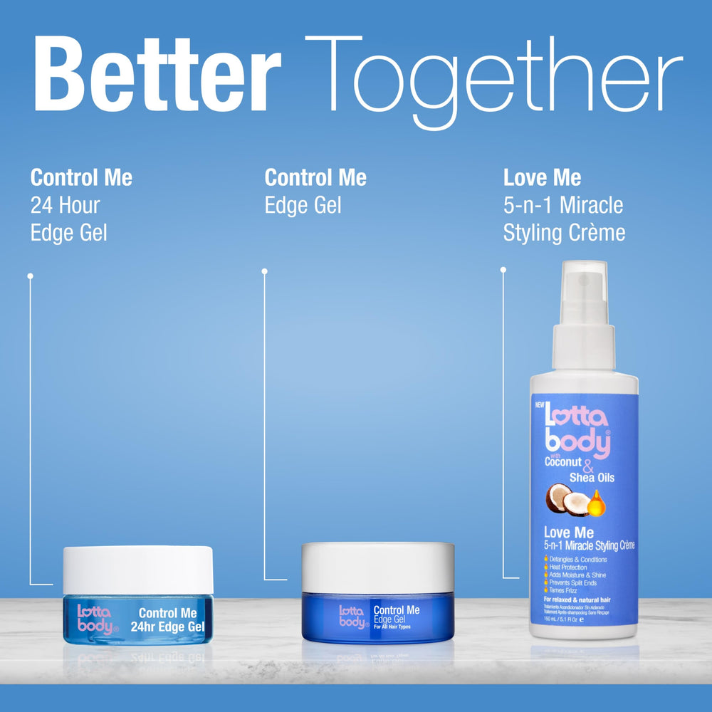 Lottabody bottle next to coconut and shea illustrating natural moisturizers