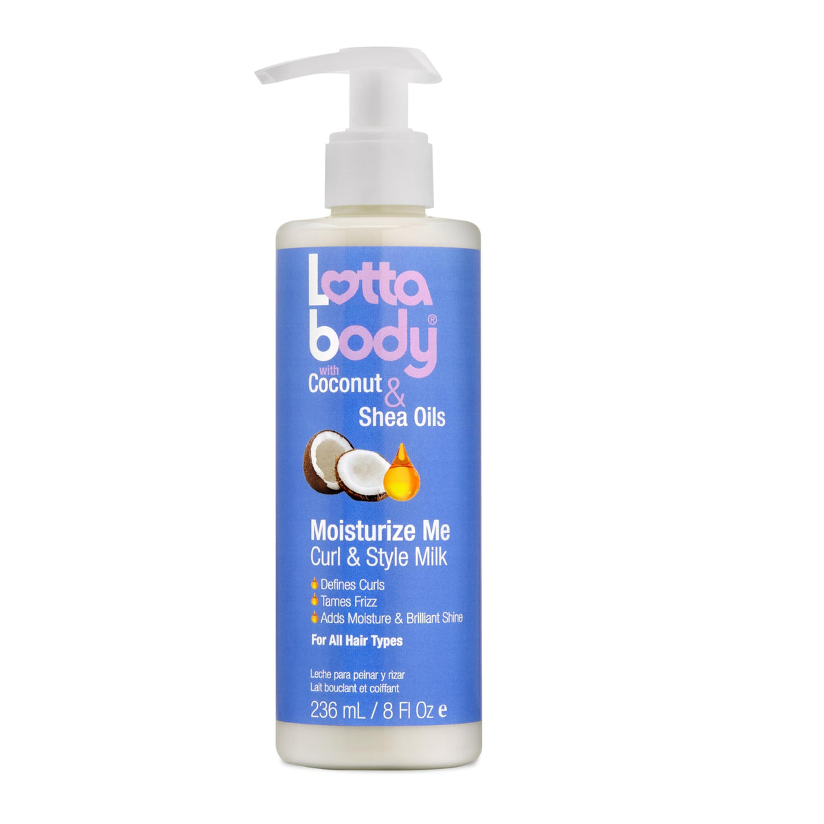 Lottabody front bottle showing product packaging and benefit of lightweight moisture