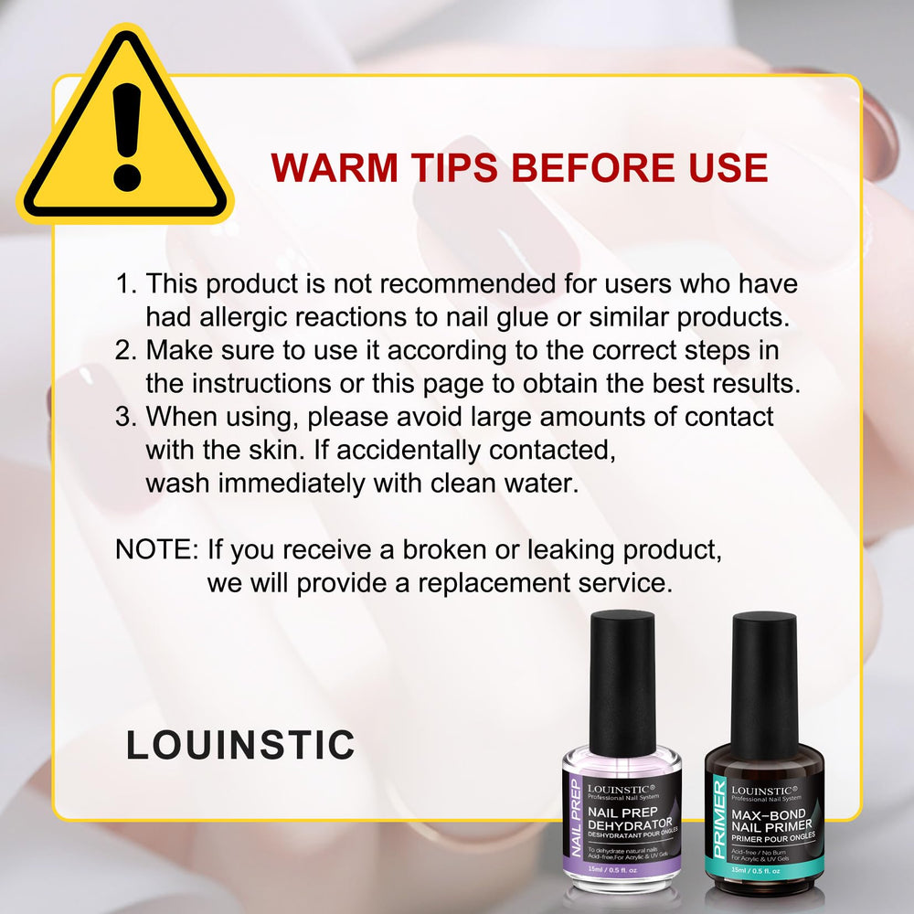 LOUINSTIC before-and-after image showcasing reduced lifting and enhanced nail adhesion
