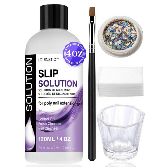 LOUINSTIC front packaging showing full 4oz slip solution kit and included tools