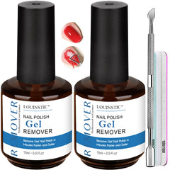LOUINSTIC front packaging showing two 15ml bottles and included tools for quick removal