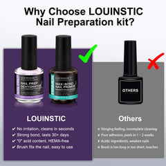 LOUINSTIC label close-up showing HEMA-free and acid-free formulation