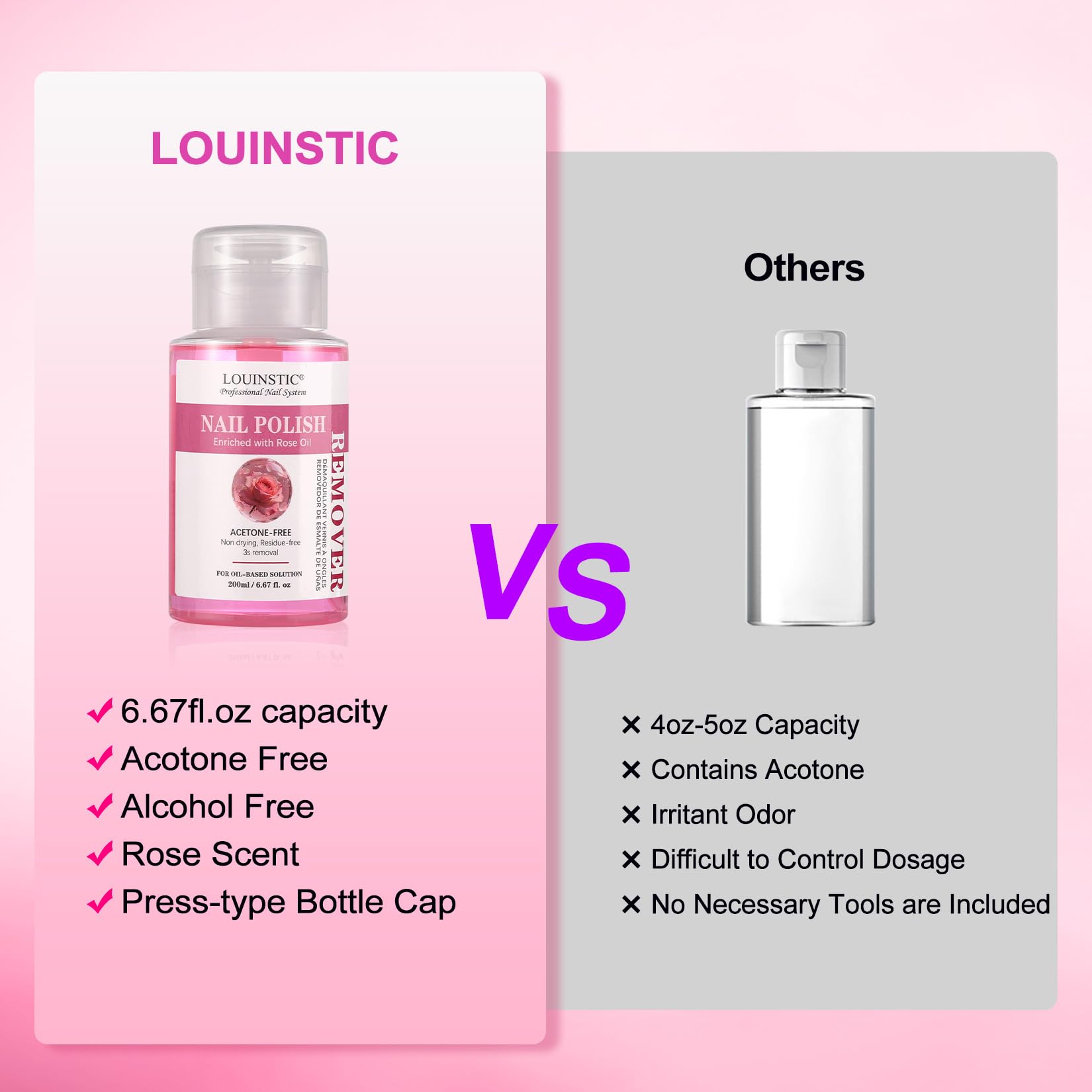 LOUINSTIC at-home manicure station highlighting tidy, leak-proof pump