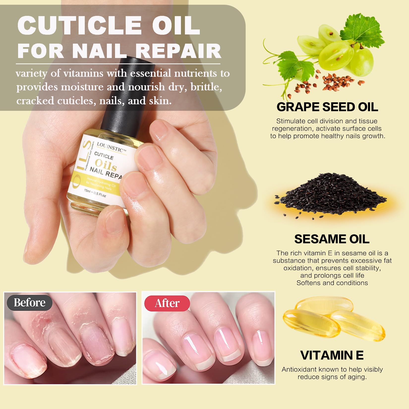 LOUINSTIC manicure tools arranged for safe scraping and precision