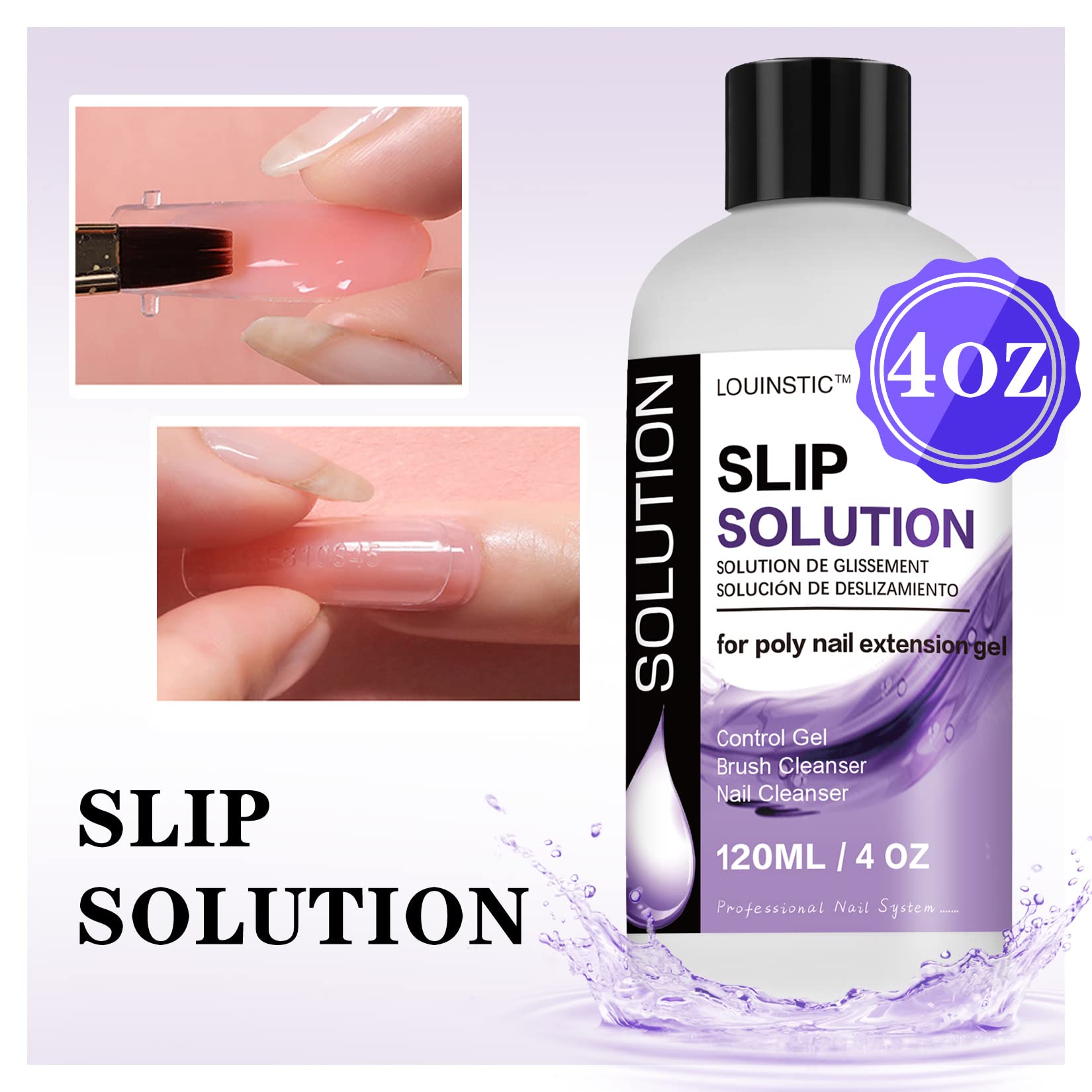 LOUINSTIC in-use with polygel application demonstrating controlled shaping benefit