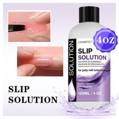 LOUINSTIC in-use with polygel application demonstrating controlled shaping benefit