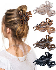 Lourny front view of four bow clips showing colors and shape for stylish hold