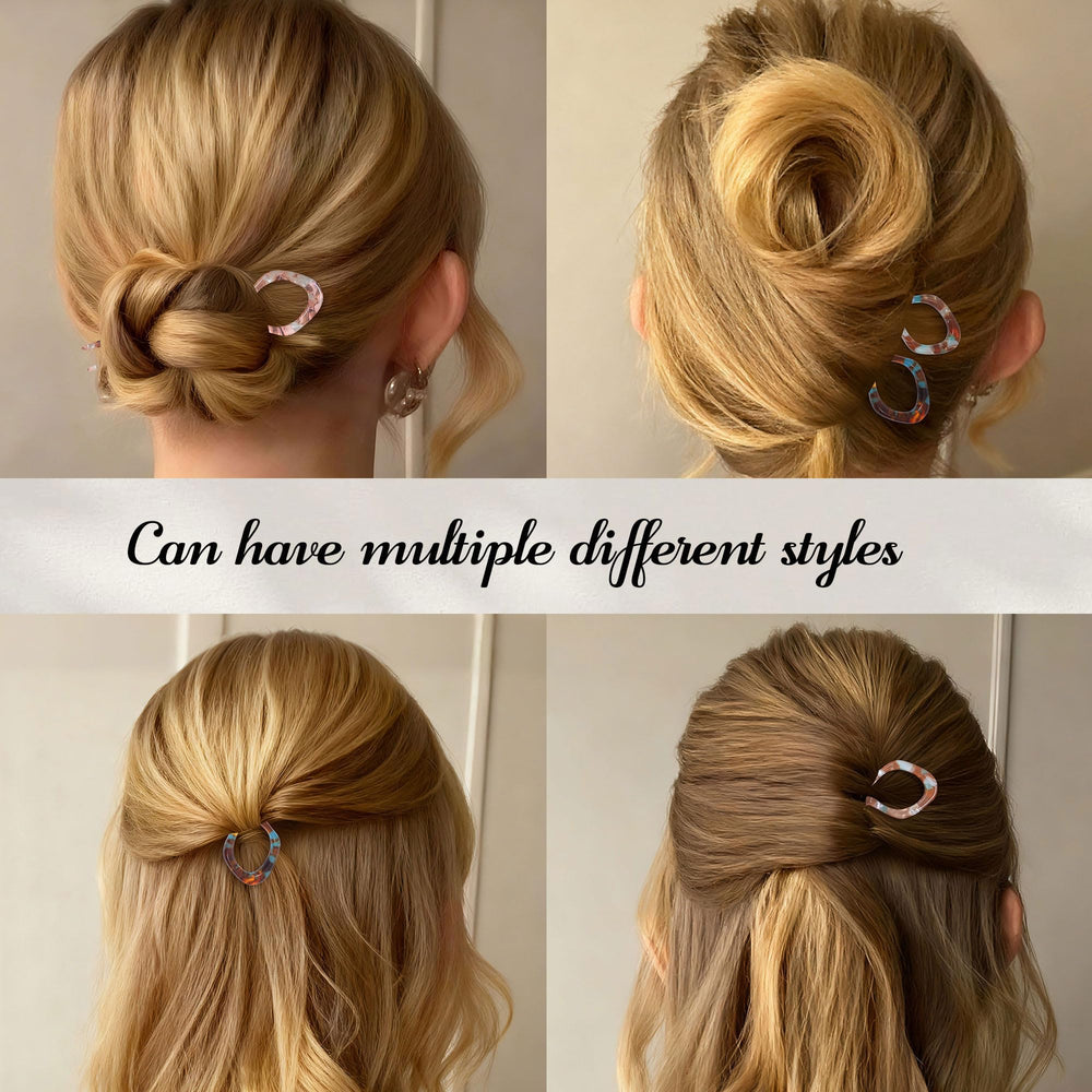 Lourny pin hidden in a low bun illustrating discreet, long-lasting hold