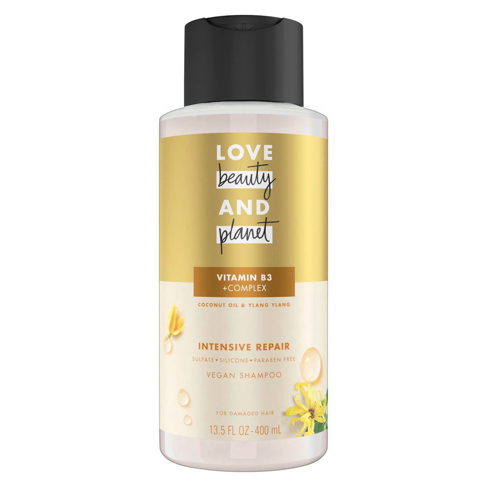 Love Beauty and Planet front bottle showing clean design and recyclable packaging benefit