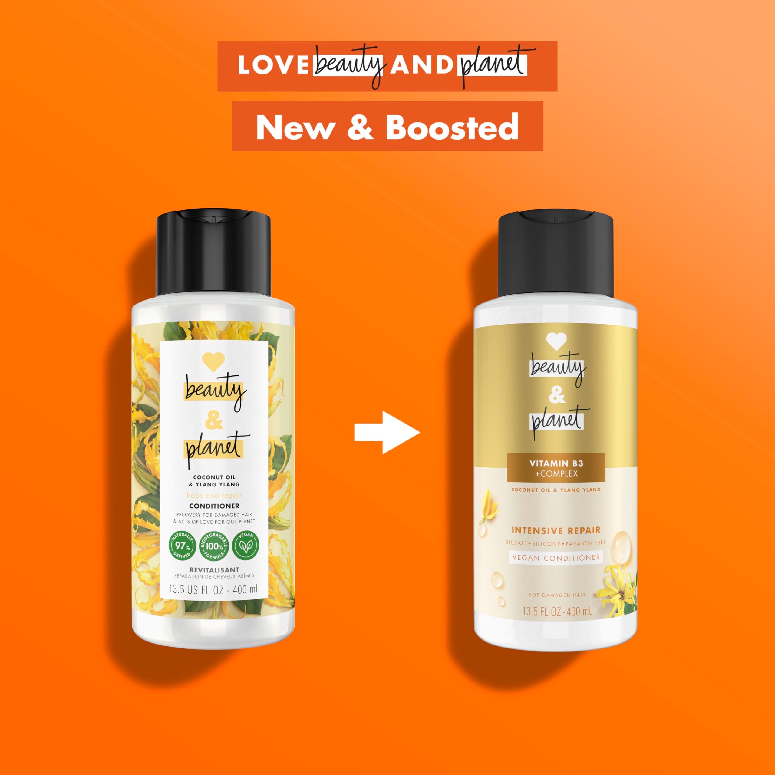Love Beauty And Planet conditioner dispensed on hand to show consistency