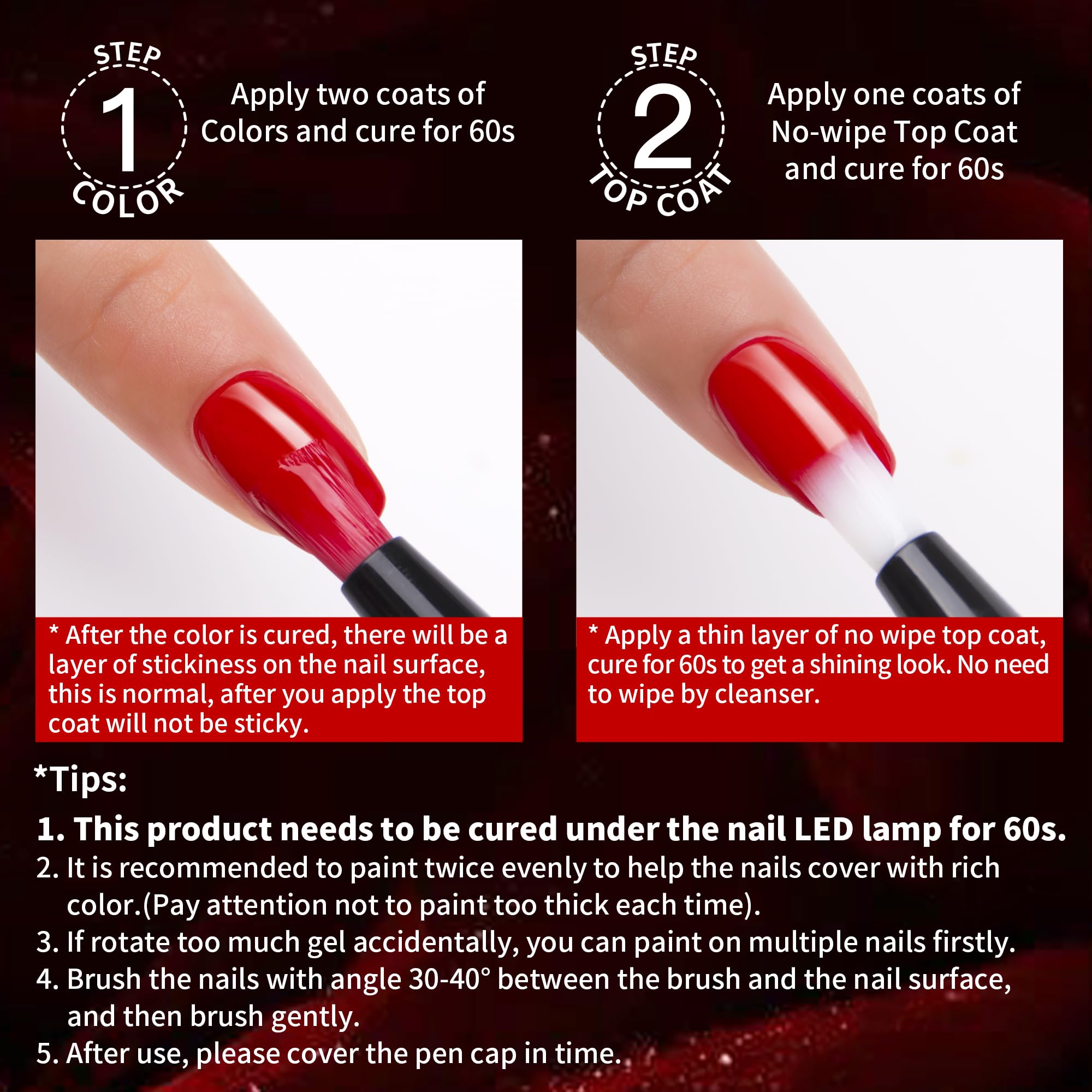 Love easy application close-up of brush painting a red nail for precise results