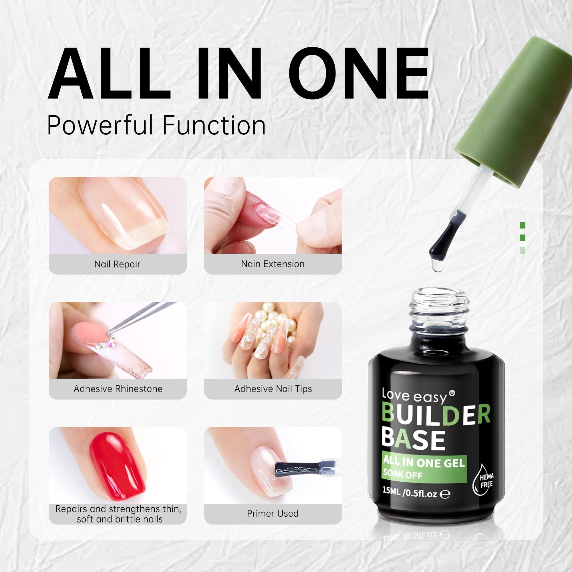Love easy gel applied on a natural nail demonstrating ridge repair and reinforcement