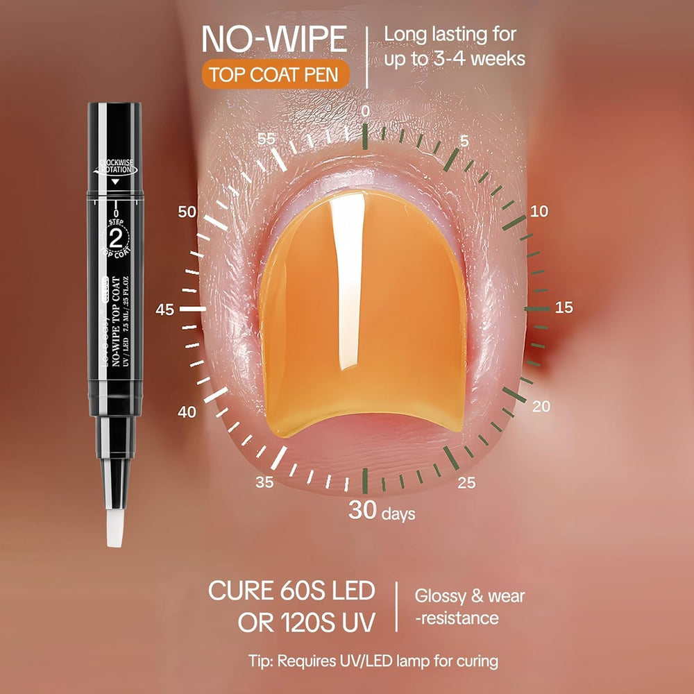 Love easy residue-free top coat pen closeup for long-lasting shine