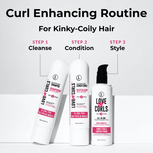 Love Ur Curls label close-up highlighting shea butter and moringa oil