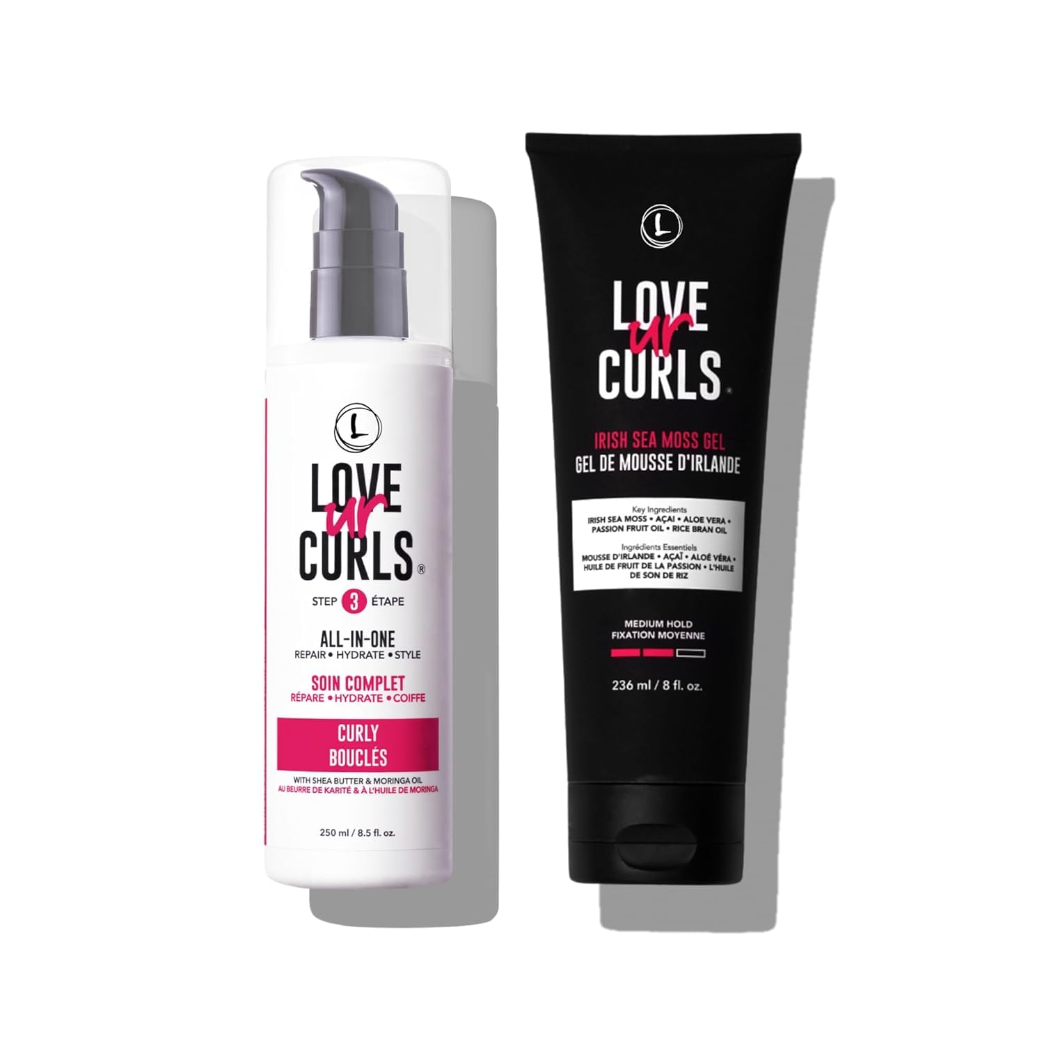 Love Ur Curls bundle front view showing both products and clean packaging benefit