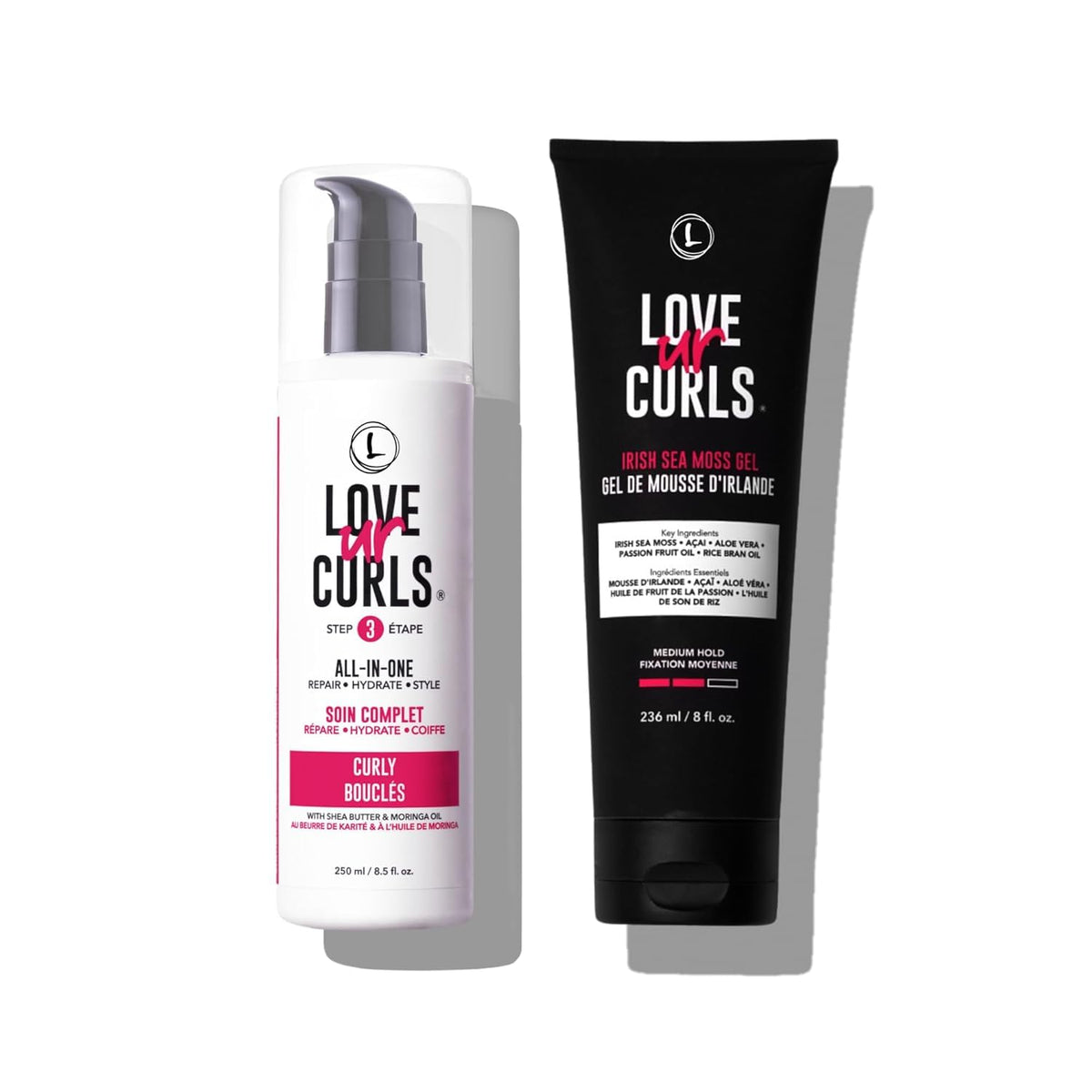 Love Ur Curls bundle front view showing both products and clean packaging benefit