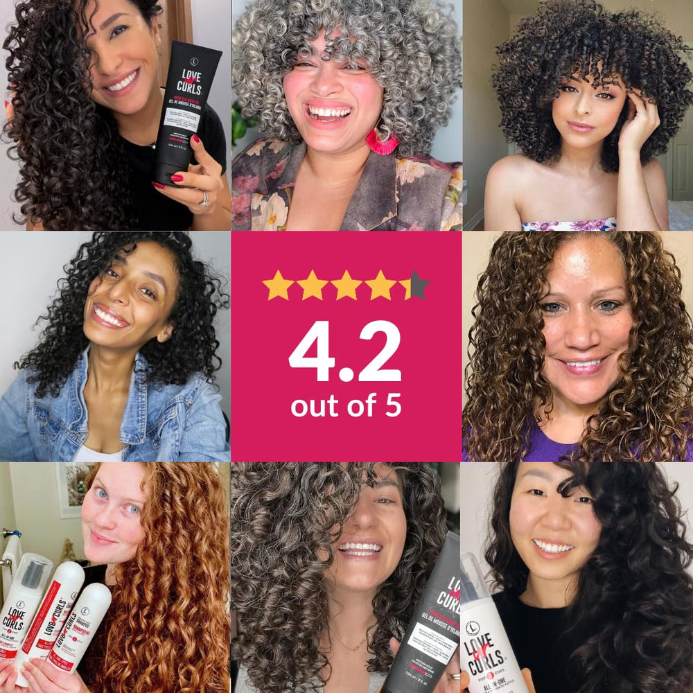 Love Ur Curls in-use scrunching curls to show defined, soft hold benefit