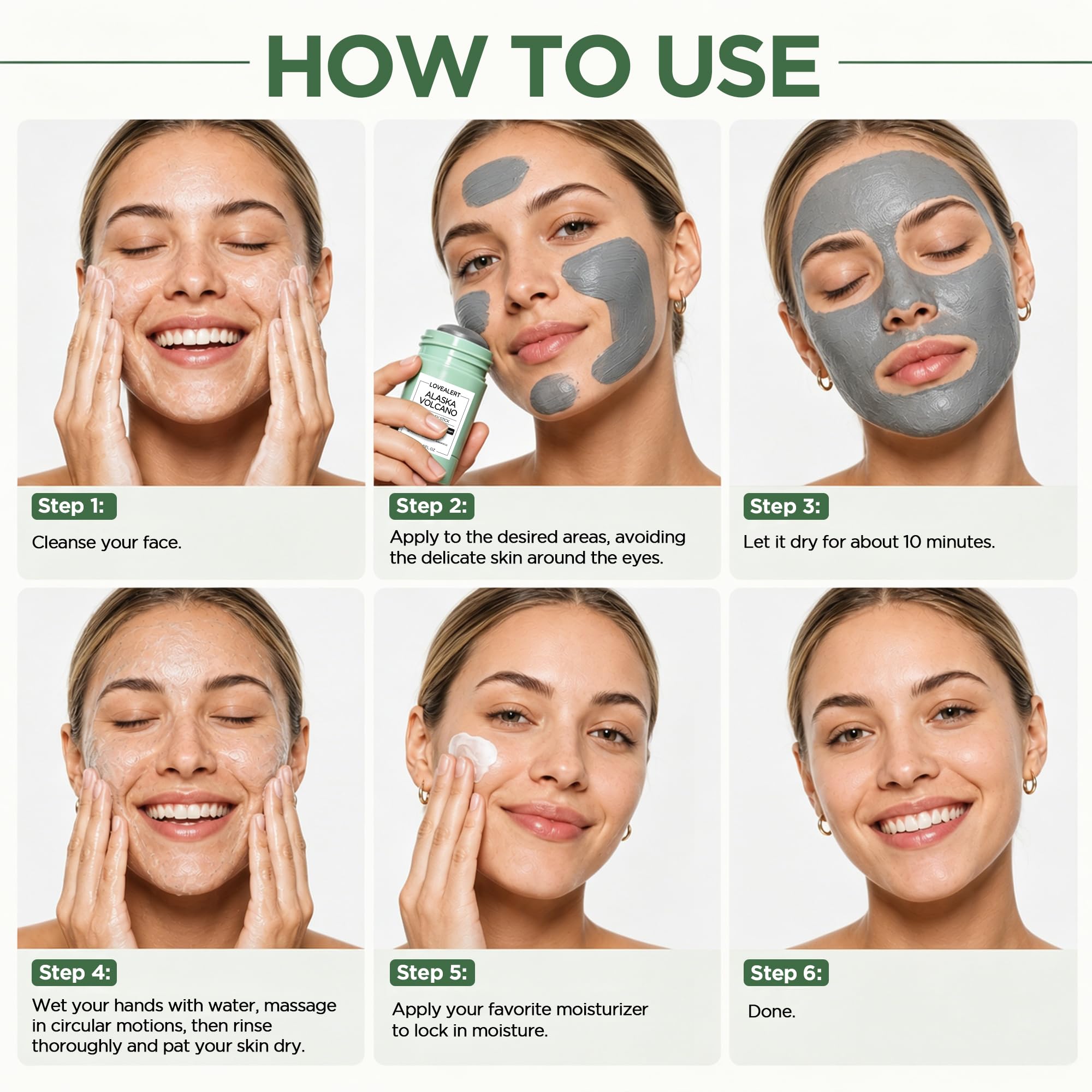 LOVEALERT application on cheek showing direct glide and quick coverage benefit