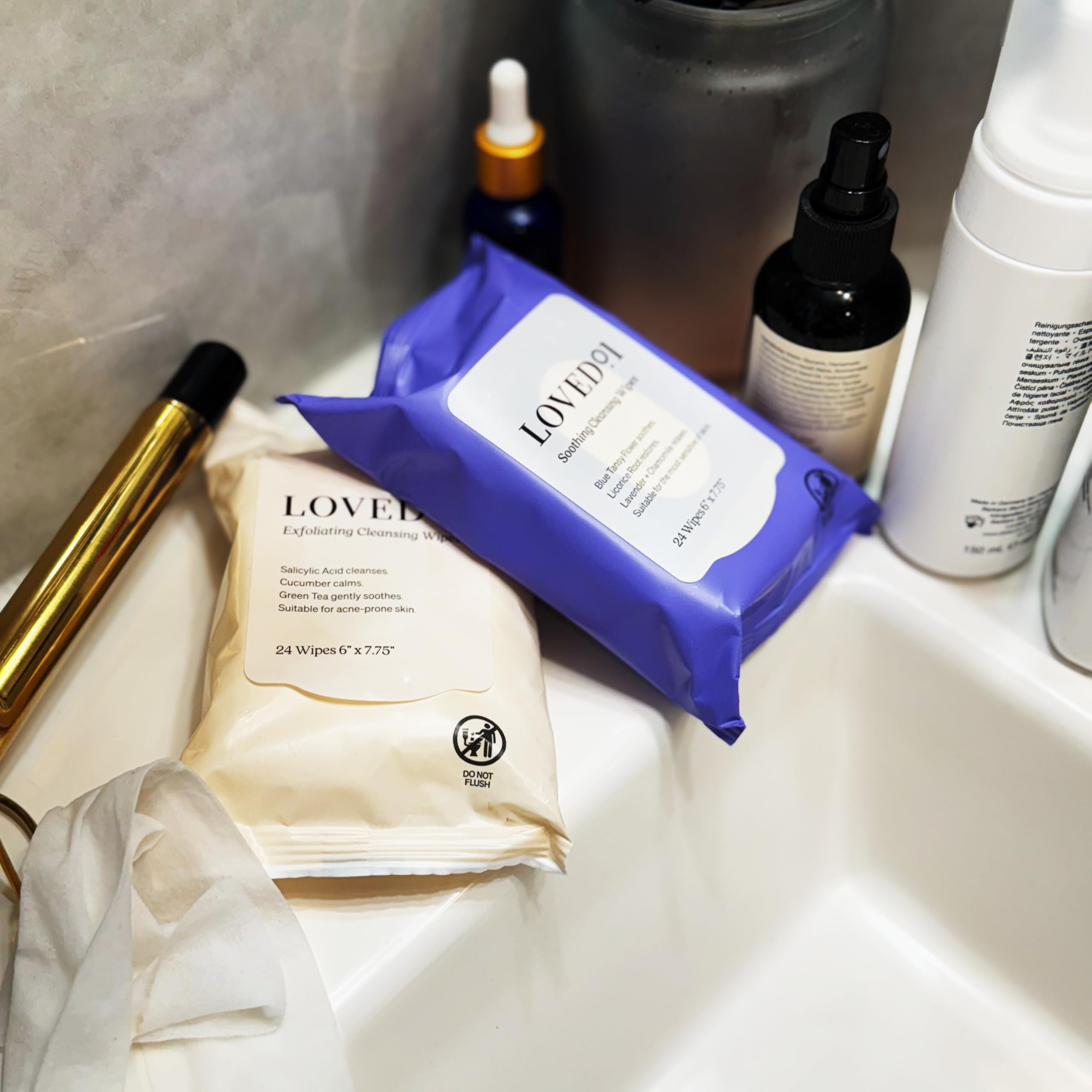 Loved01 product label ingredient panel showing salicylic acid and papaya extract details