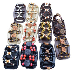 LOVEF front view of bun clip showing decorative beads and combs for secure hold