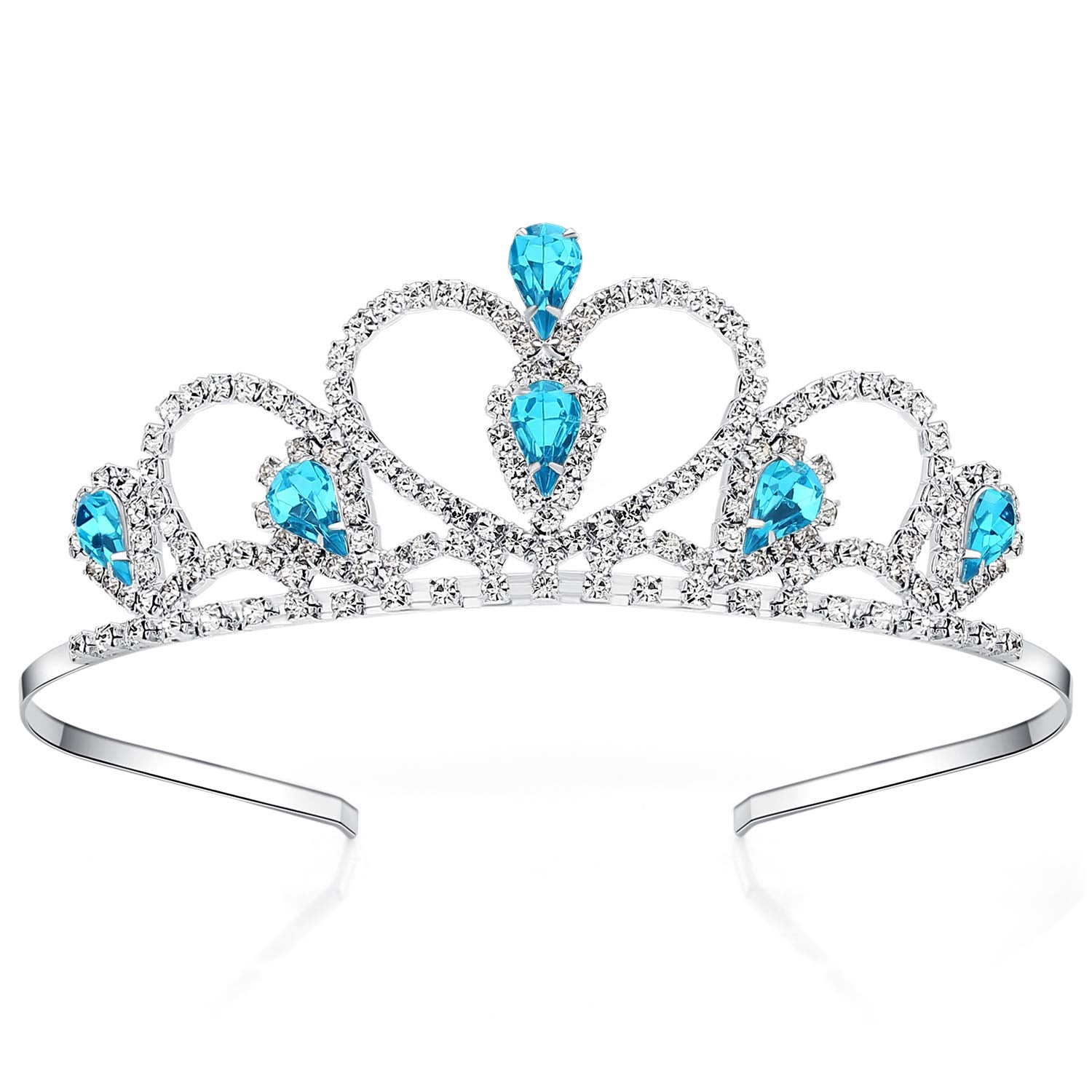 Lovelyshop tiara front view showing blue gems and shine for party-ready look