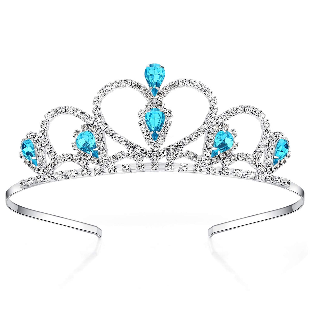 Lovelyshop tiara front view showing blue gems and shine for party-ready look