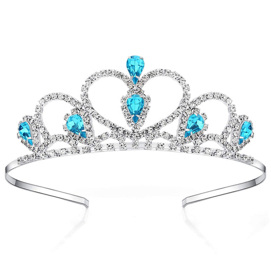 Lovelyshop tiara front view showing blue gems and shine for party-ready look