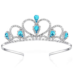 Lovelyshop tiara front view showing blue gems and shine for party-ready look
