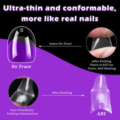 LoveOurHome applied short oval nails shown on hands for natural look