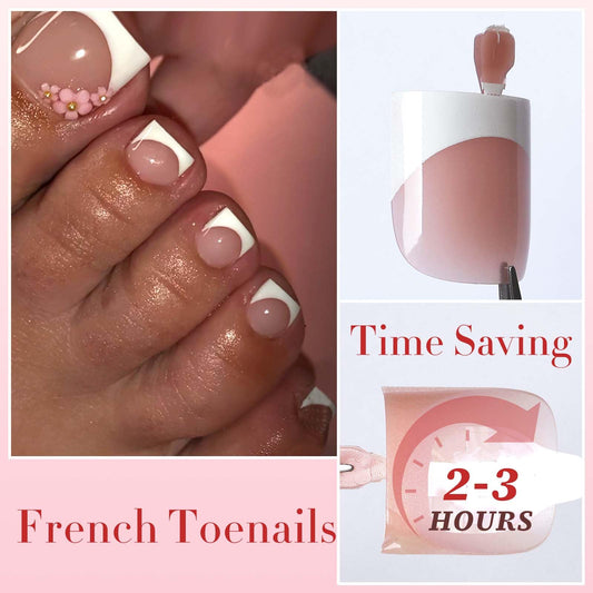 LoveOurHome close-up of white French tip texture highlighting durable acrylic finish