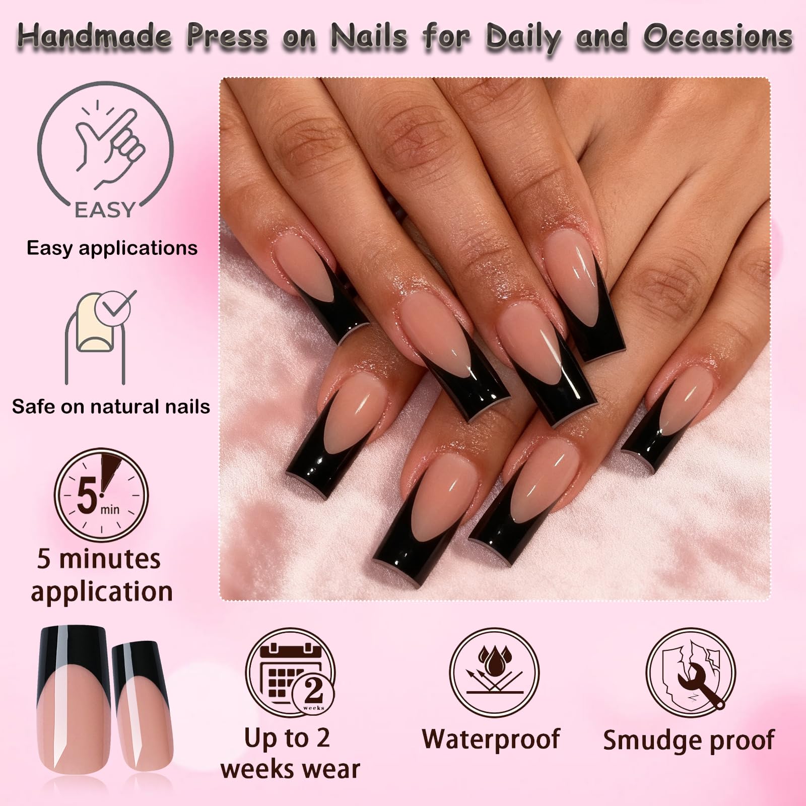 Close-up of LoveOurHome nail tip texture showing durable acrylic and smooth finish for polished look