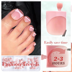 LoveOurHome nail file and wooden stick prepping a toe for secure adhesion