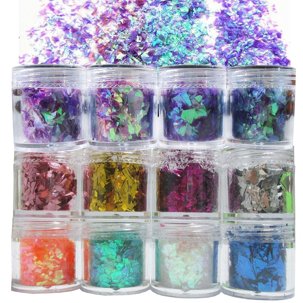 LoveOurHome front view of 12 glitter bottles showing color range and organization for craft convenience