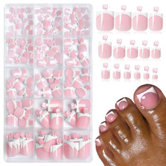 LoveOurHome front packaging showing 150pc French-tip toe nails and kit benefits