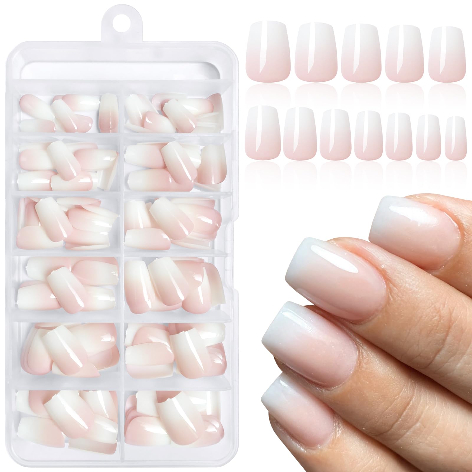 LoveOurHome front packaging showing ombre coffin nails and included tools for easy styling