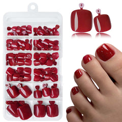 LoveOurHome front packaging showing 120 red press-on toenails for instant pedicure