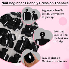 LoveOurHome press-on toenails worn with sandals for instant pedicure appeal