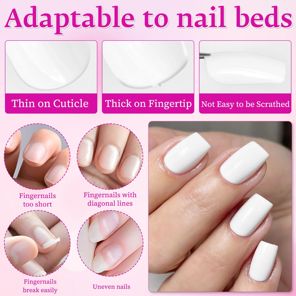 LoveOurHome nails worn while typing to show comfortable wear and everyday functionality