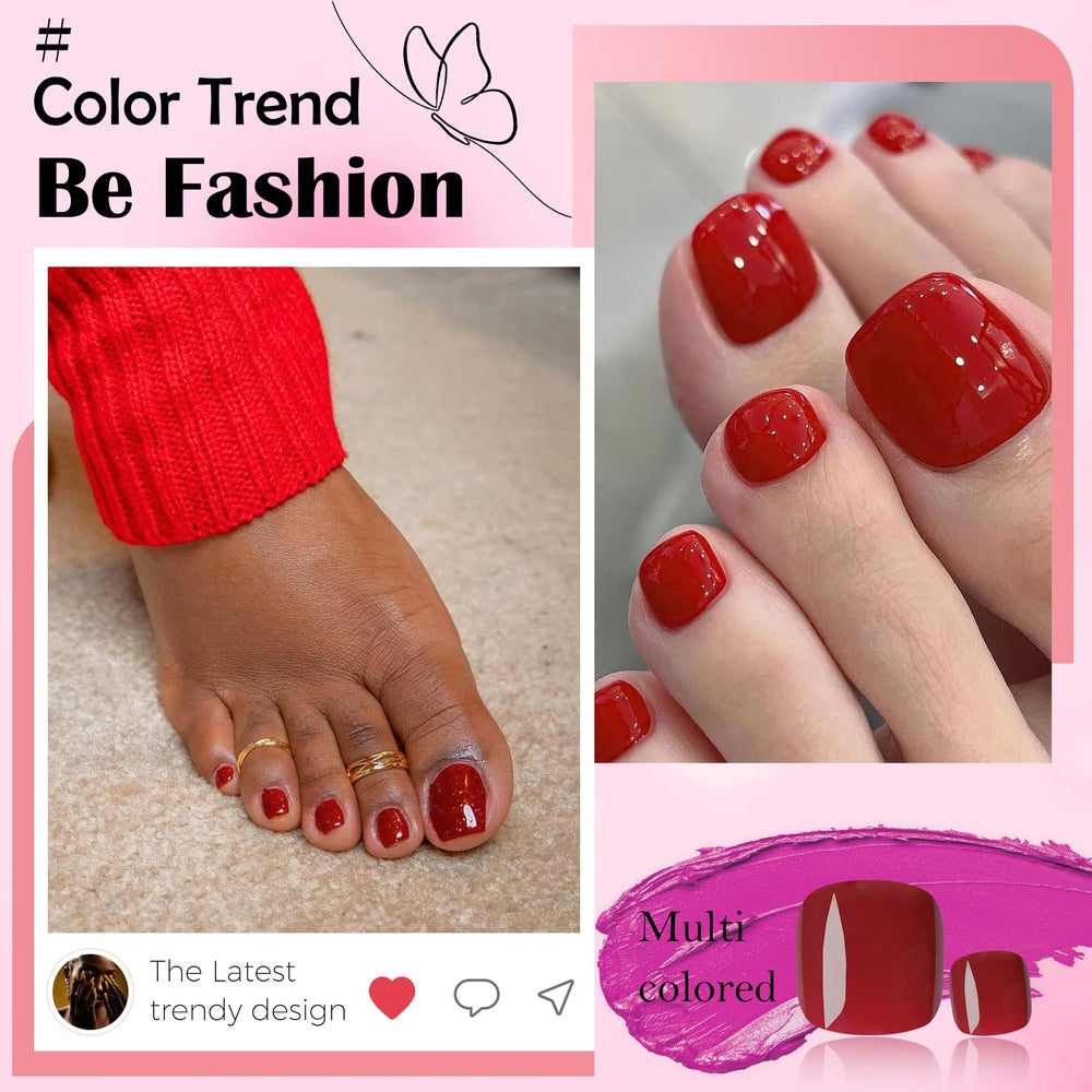 LoveOurHome lifestyle image at beach wearing red press-on toenails for confident style